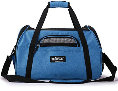 EliteField Soft Pet Carrier (3 Year Warranty, Airline Approved) Soft Sided Dog Puppy Cat Carrier Travel Bag (X-Large: 21" L x 12" W x 13" H, Sapphire Blue) - color: Sapphire Blue, size: 21.0"L x 12.0"W x 13.0"H