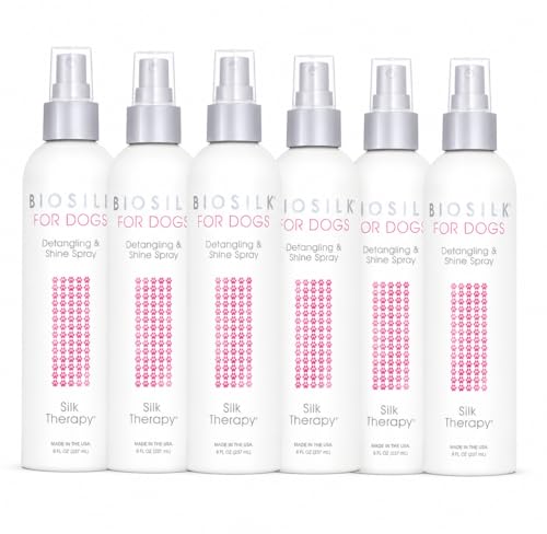 BioSilk for Dogs Silk Therapy Detangling and Shine Protecting Spray, pH Balanced Leave-in Mist with Silk and Vitamins for Dematting, Paraben-Free, All Coats and Breeds, 8 Fl Oz - 6 Pack - size: 8 Fl Oz (Pack of 6)