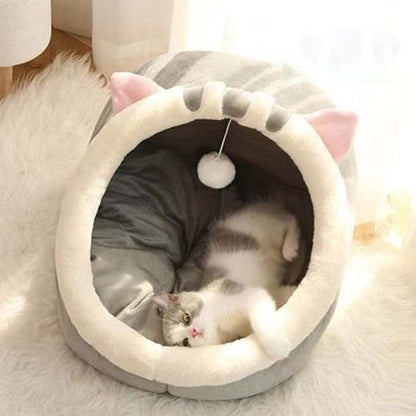 Winter Warm Cat Dog Tent Thickened Dogs Cat Beds for Indoor Dog Cats Kennel Pet Tent Warm Outdoor Cats Enclosures Cave Covered Dogs Bed Fits Puppy Small Pet for Men Women Cute Stuff (Grey)