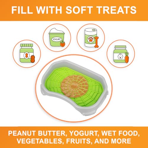 Neater Pets Neat-LIK Dog Lick Mat w/Mess-Proof Tray, Lick Mat for Dogs, Cats, Puppy, Reduces Anxiety & Boredom, Peanut Butter Slow Feeder, Interactive Treat Licking Pad (Purple & Green/Vanilla Bean) - color: Purple & Green Mats w/ Vanilla Bean Tray
