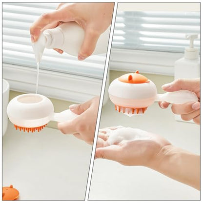GANAZONO Dog Bathing Brush Pet Grooming Massager with Soft Silicone Head for Small Dogs and Cats, Multifunctional Shampoo Dispenser Scrubber for Pet Cleaning and Bathing