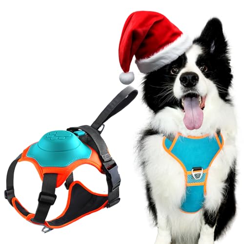 Dog Harness with Retractable Leash 51.2”,2-in-1 Large & Medium Dog Harness Vest with Built-in Auto-Stop Leash, 370 LB of Pull Adjustable Dog Walking Harness-XL, Hand Free Dog Leash Harness Set - size: XL(Neck20.7-31" Chest32-42")