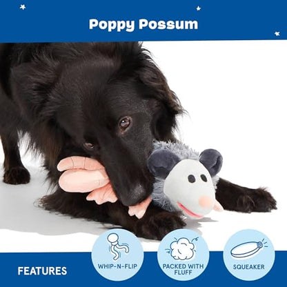 Barkbox Poppy Possum Interactive Plush Dog Toy - Squeaky Dog Chew Toy with Whip-N-Flip Tail of Dogs and Puppies - color: Possum