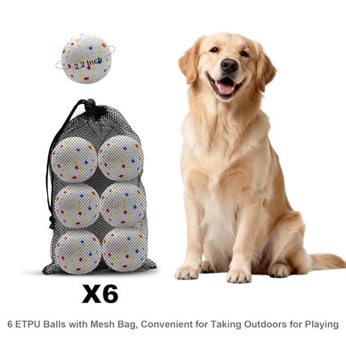 MEKAPLE Dog Toy Balls, 2.2 Inch Mini Durable Rubber Chewing Ball, Lightweight Interactive Fetch Ball for Small & Medium Dogs, Teeth Cleaning & Stress Relief Pet Toy 6 Pack - color: Multi Color Ball