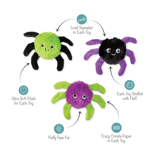 Fringe Studio Pet Toy, Webbed in Mischief Plush Dog Toy 3 PCS Set, PetShop Collection (662190) - color: Webbed In Mischief