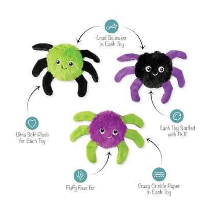 Fringe Studio Pet Toy, Webbed in Mischief Plush Dog Toy 3 PCS Set, PetShop Collection (662190) - color: Webbed In Mischief