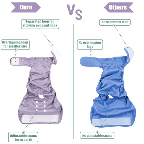 wegreeco Washable Reusable Premium Dog Diapers,Pack of 3,Small Dog Puppy & Doggy Diapers Female,Dog Period Panties Diapers Female in Heat Small - color: Grey, Purple, Green, size: Small