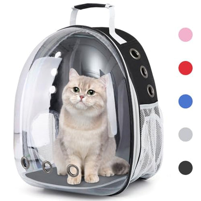 Pet Backpack Carrier with Harness Backpack with Bubble Clear Front for Cats, Small Dogs, Bunnies etc with Harness Included, Pet Carrier for Traveling, Walking, Hiking and Outdoor Activities - color: Black