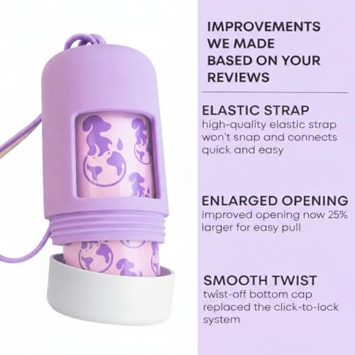 Dog Poop Bag Holder [2-Pack] | With 30 Extra-thick Dog Bags for Poop | Waste Bag Dispenser with Premium Soft-Touch Coating | Enlarged Dispense Opening, Stylish Color-Block Design (Lavender Cloud) - color: Lavender Cloud