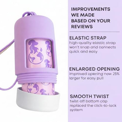 Dog Poop Bag Holder [2-Pack] | With 30 Extra-thick Dog Bags for Poop | Waste Bag Dispenser with Premium Soft-Touch Coating | Enlarged Dispense Opening, Stylish Color-Block Design (Lavender Cloud) - color: Lavender Cloud