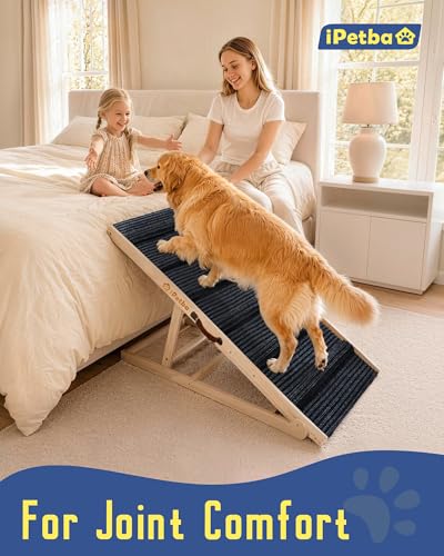 Large Dog Ramp for Bed & Couch - Joint-Friendly Pet Ramp, Extra Wide, Anti-Slip, Adjustable, Stable, Up to 200 lbs - size: Large