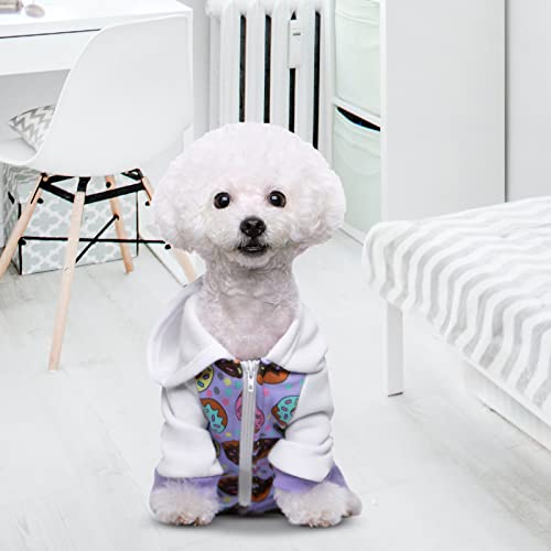 Purple Puppy Dog Hoodies for Small Medium Dogs, Christmas Hooded Sweatshirt with Pocket Pet Cat Hoody Clothes Sweaters Fleece Coat Dog Costume Winter - color: Purple Donut, size: Medium