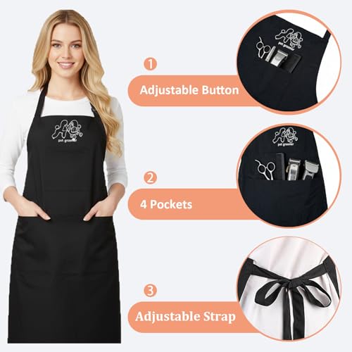 Gliitatu Dog Grooming Apron Smock Waterproof Apron for Dog Groomer Hair Resistant Barber Apron for Salon (1 Pack) - color: 1 Pack