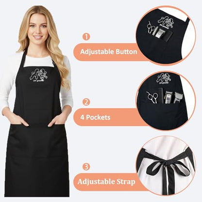 Gliitatu Dog Grooming Apron Smock Waterproof Apron for Dog Groomer Hair Resistant Barber Apron for Salon (1 Pack) - color: 1 Pack