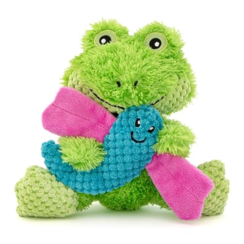GURU Loveys Soft & Cuddly Frog Dog Toy with Removable Squeaker - Dog Toy with Multiple Textures to Stimulate Play & Engage Your Dog’s Instincts- Puzzle Dog Toy, Low-Pile & Bubble Plush - style: Frog