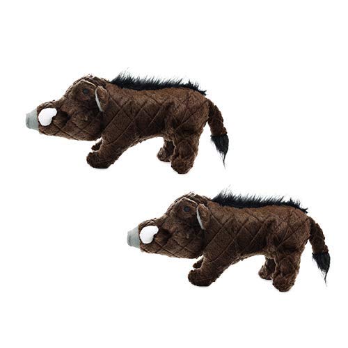 MIGHTY Tuffy 2 Pack Warthog Dog Toys | Ultra Durable Plush Toy with Multiple Layers & Reinforced Seams , Washable and Floats , Mighty® Construction - color: 2PK Brown Warthog