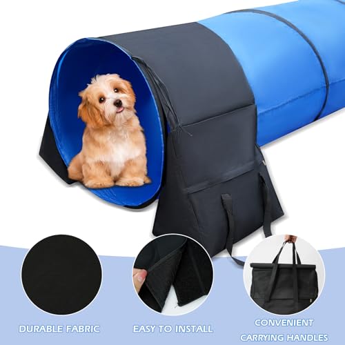 10 Foot Dog Agility Tunnel with Sandbagsl - Premium Dog Agility Equipment for Effective Pet Agility Training.