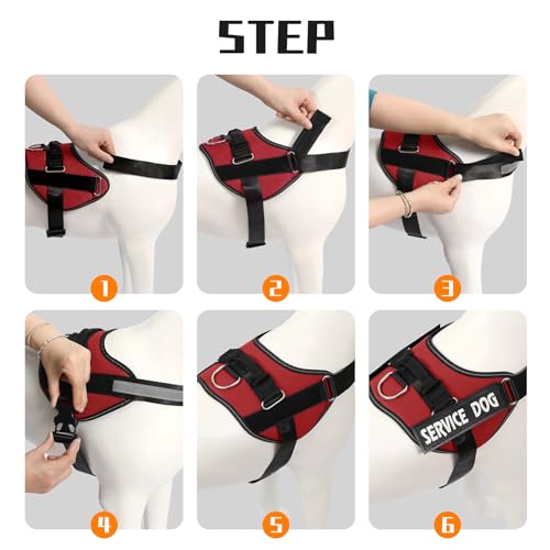 MUMUPET Service Dog Harness, No Pull Reflective Adjustable Vest with Handle, Soft Breathable Padding for Small Dogs, 2 Removable Velcro Patches (Red, S) - color: Red, size: Small