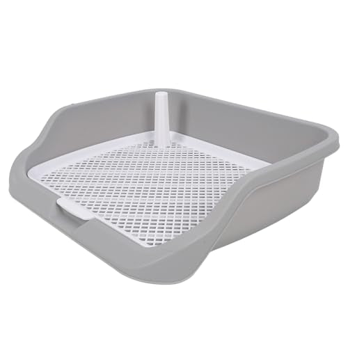 SUNGOOYUE Dog Potty Tray Portable PP Puppy Training Toilet 21.3 X 17.7 X 5.1 in Detachable Washable with Wall Mesh Design for Small Dogs Indoor Use (Gray)