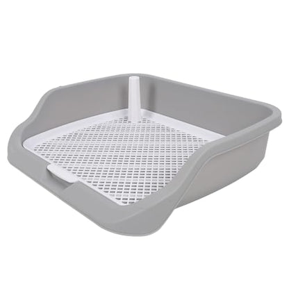 SUNGOOYUE Dog Potty Tray Portable PP Puppy Training Toilet 21.3 X 17.7 X 5.1 in Detachable Washable with Wall Mesh Design for Small Dogs Indoor Use (Gray)