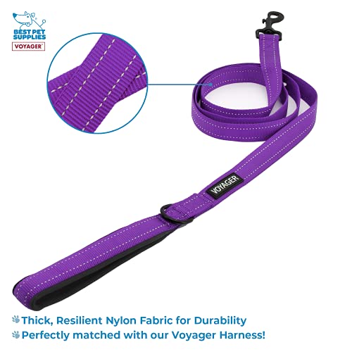Voyager Step-in Air All Weather Mesh Harness and Reflective Dog 5 ft Leash Combo with Neoprene Handle, for Small, Medium and Large Breed Puppies by Best Pet Supplies - Purple, X-Small - color: Leash Harness Set (Purple Base), size: XS (Chest: 13 - 14.5")