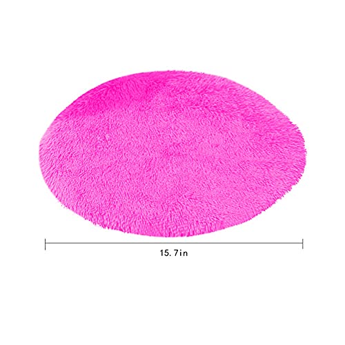 39 Inch Plush Dog Bed Mat Warm Fluffy Round Puppy Crate Pad with Anti-Slip Waterproof Bottom Soft Comfy Pet Kennel Mat for Small and Medium Dogs Sleeping(Rose Red) - color: Rose Red, size: 39 Inch