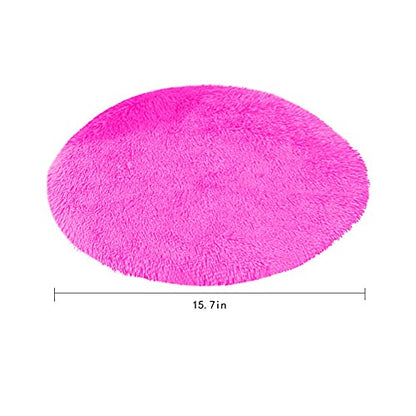 39 Inch Plush Dog Bed Mat Warm Fluffy Round Puppy Crate Pad with Anti-Slip Waterproof Bottom Soft Comfy Pet Kennel Mat for Small and Medium Dogs Sleeping(Rose Red) - color: Rose Red, size: 39 Inch