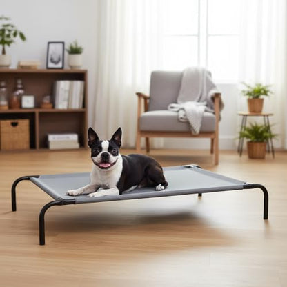 Amazon Basics Cooling Breathable Elevated Dog Bed with Metal Frame for Large Dogs, 51" x 31" x 8", Grey - color: Grey, size: Large