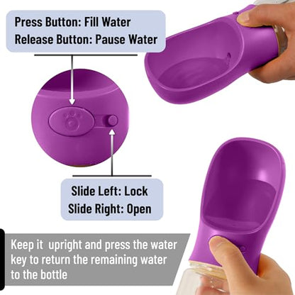 Mr. Pen- Portable Dog Water Bottle, 19 oz, Large | Leak Proof Puppy Water Dispenser with Drinking Feeder for Pets, Outdoor Walking, Hiking, Travel, Not Dishwasher Safe - color: Purple