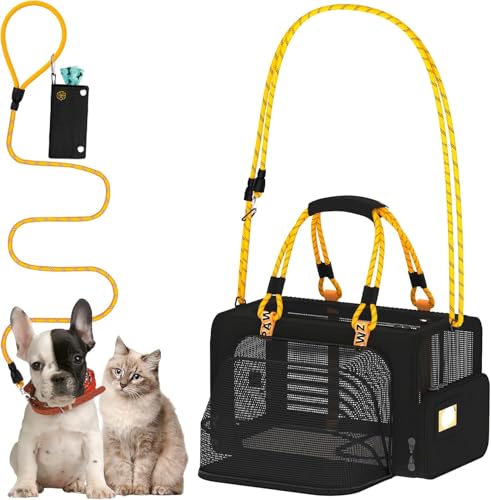 PAWZIDEA Expandable Pet Carrier Airline Approved, 18"×11"×11" Small Dog Carriers, Collapsible Top-Load Cat Carrier for 2 Cats Under Seat, Soft-Sided Puppy & Animal Travel Bag, ID Card, Up to 15lbs - color: Black Warrior, size: 18.0"L x 11.0"W x 11.0"H