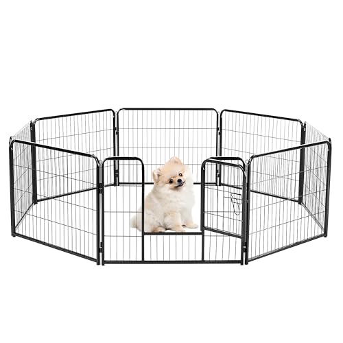 Simple Deluxe Dog Playpen Outdoor Indoor, 24 Inch 8 Panels Dog Fence for Small Dogs Puppy, Perfect Dog Pen for Camping, Yard, RV, Garden Fence, Black - size: 24 Inch 8 Panels