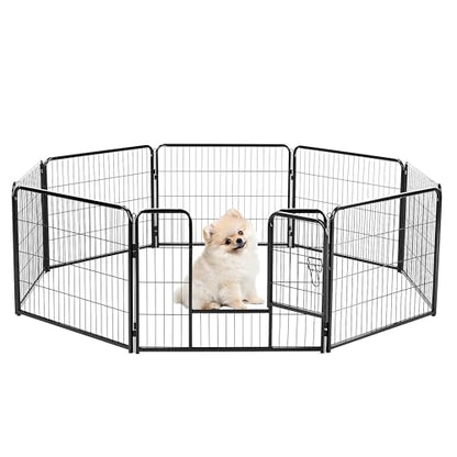 Simple Deluxe Dog Playpen Outdoor Indoor, 24 Inch 8 Panels Dog Fence for Small Dogs Puppy, Perfect Dog Pen for Camping, Yard, RV, Garden Fence, Black - size: 24 Inch 8 Panels