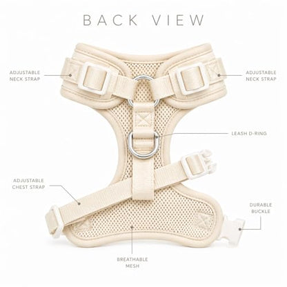 Premium No-Pull Dog Harness Soft Neoprene & Breathable Mesh Vest with Front & Back Clip D-Rings Adjustable Lightweight Walking Harness for Puppies, Small & Medium Dogs (Sand, XXS) - color: Sand, size: XXS: Neck=9.1-13'', Chest=10.6-14.6''