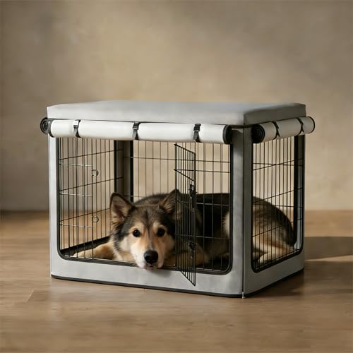 Dog Crate Cover, Heavy Duty 1680D Waterproof Oxford Cloth with Breathable Mesh & Detachable Sunshade, Universal Fit for Wire Crates, All-Weather Indoor Outdoor Use (48-Inch) - size: 48-Inch