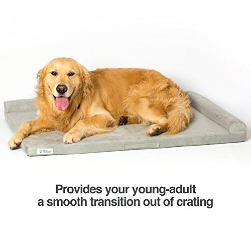 PetFusion PuppyChoice Dog Crate Bed | Durable Microsuede Cover, Solid Foam, Waterproof Liner | Removable Washable Crate Pad Cover. Replacements Covers & Blankets Also Avail | 1 Year Warr. Grey - size: M - Fits 30" Crate