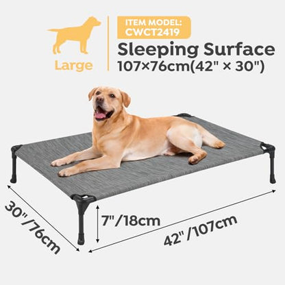 Veehoo 2-Pack Raised Dog Beds - Cooling Portable Pet Cot with No-Slip Feet, Breathable Mesh, Size 42" x 30", Black Silver, CWC1803-L - color: 2Packs- Black Silver, size: 42.0"L x 30.0"W x 7.0"Th