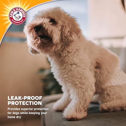 Arm & Hammer Small Male Dog Wraps, Disposable Belly Band Diapers with Baking Soda Odor Control, Super Absorbent Leak Resistant Design for Marking and Incontinence, 12-19 Inch Waist, 12 Count - size: Small