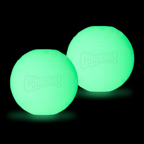 Chuckit! Glow in the Dark Bouncy Balls - Ball for Dogs, Chuckit Dog Toy, Max Glow Balls - Medium, 2.5 Inch Pack of 2 - size: Medium