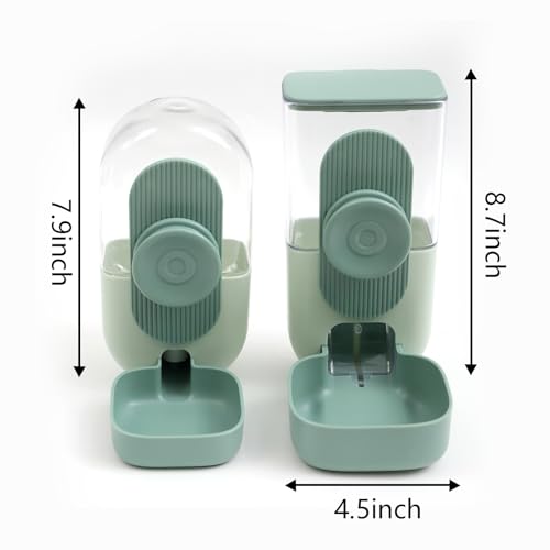 Kenond 35oz Hanging Automatic Pet Food Water Dispenser, Auto Gravity Pet Feeder and Waterer Set, Cage Cat Food Bowl Dog Feeding Station for Puppy and Kitten Rabbit Chinchilla Hedgehog Ferret (Green) - color: Green Waterer and Feeder C