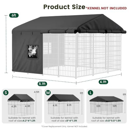 PawGiant Dog Kennel Cover Replacement, Full Coverage Waterproof Tarp for 10x10x6ft Dog Crate with 600D Oxford Fabric, 8 Transparent Window for Enclosure Outside, Large - size: Large