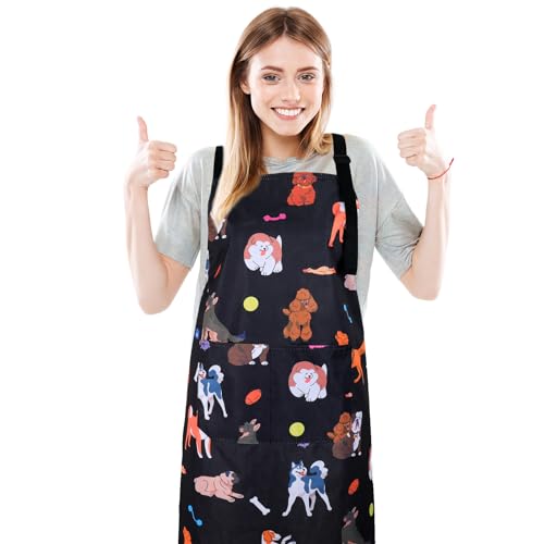Dog Grooming Waterproof Apron with 2 Pockets, Cute Animals Puppy Dog Pets Apron - style: Cute Animals