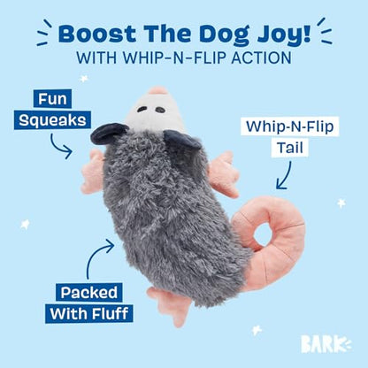 Barkbox Poppy Possum Interactive Plush Dog Toy - Squeaky Dog Chew Toy with Whip-N-Flip Tail of Dogs and Puppies - color: Possum