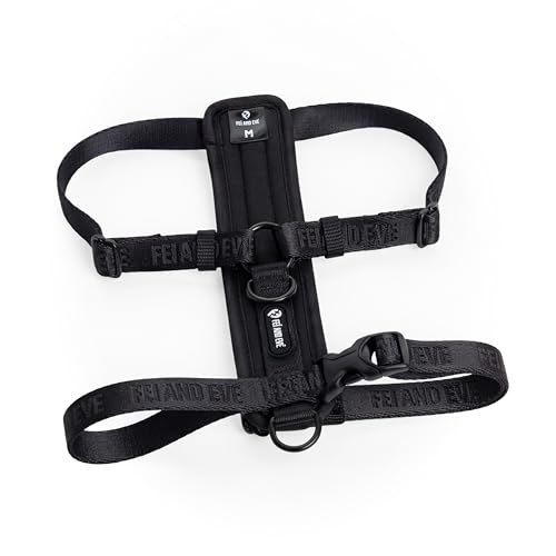 Fei & Eve Moxie Dog Harness for Small & Medium Dogs, Black, XS | Lightweight Design, 3-Point No-Pull Control, Quick Release Metal Buckle - color: Black, size: XS