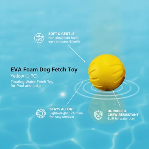 Easy-Grab Floating Dog Disc, Soft EVA Foam Flying Toy for Water Fetch, Yellow - size: 3.54 x 3.54 x 3.54 in