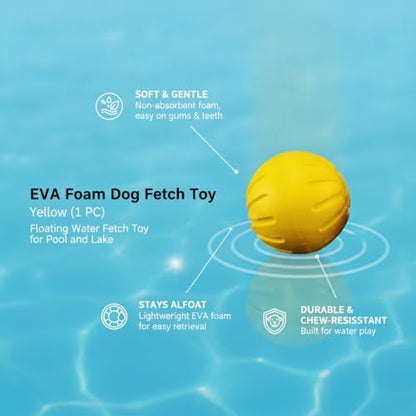 Easy-Grab Floating Dog Disc, Soft EVA Foam Flying Toy for Water Fetch, Yellow - size: 3.54 x 3.54 x 3.54 in