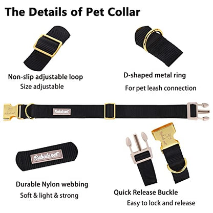 Nylon Dog Collar - Adjustable Black Soft Webbing Dog Collars for Small Medium Large Dogs Boy Girl Puppy Collar with Safety Metal Buckle XS - color: Nylon-Black, size: XS