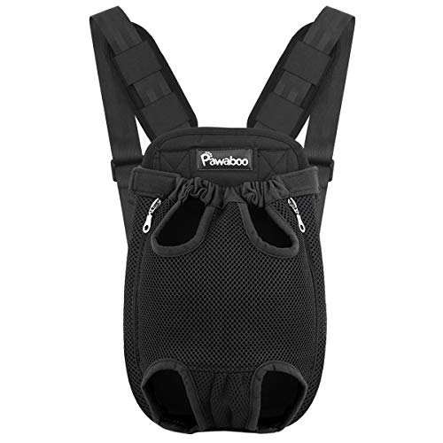 Pawaboo Pet Carrier Backpack, Adjustable Pet Front Cat Dog Carrier Backpack Travel Bag, Legs Out, Easy-Fit for Traveling Hiking Camping for Small Medium Dogs Cats Puppies 2.5-5lbs, S, Black - color: A-Black, style: Small (Pack of 1)