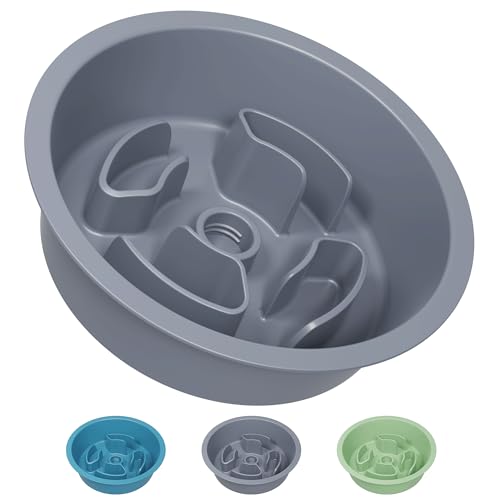 AVERYDAY Slow Feeder Dog Bowls for Medium Breeds Fits Raised Feeding Station, Puzzle Dog Food Bowls to Slow Down Eating, Dogs Feeding Bowl with Non-Slip, Slows Feeder Pet Bowl for Wet and Dry Food - color: Slow Feeder Grey, size: 1.5 Cup - Fit 6.4-6.7'' F