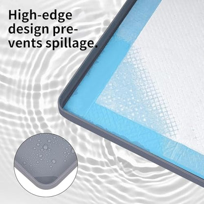 60x60cm Dog Potty Pad Holder - Silicone Pee Pad Holder Tray, Dog Potty Tray With Raised Edge & Clips | Leakproof Puppy Urine Mat Trays For Training Indoor Bathroom Apartment Patio Backyard Living Room - color: gray suit