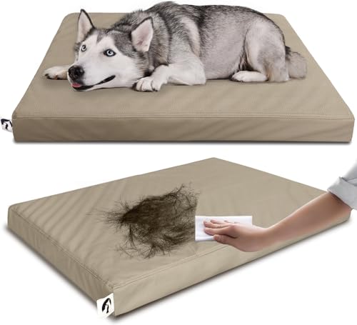 Waterproof Dog Bed for Crate Pad, Leather Brown Hair Resistant Dog Beds with Wipeable Covers, Easy Clean Large Mattress Pet Mat - color: brown, size: 33"L x 22"W x 3"Th